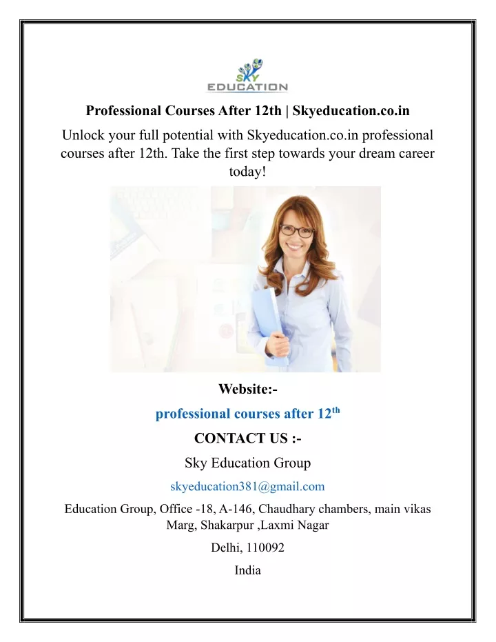 professional courses after 12th skyeducation co in