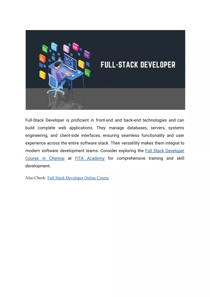 full stack developer is proficient in front