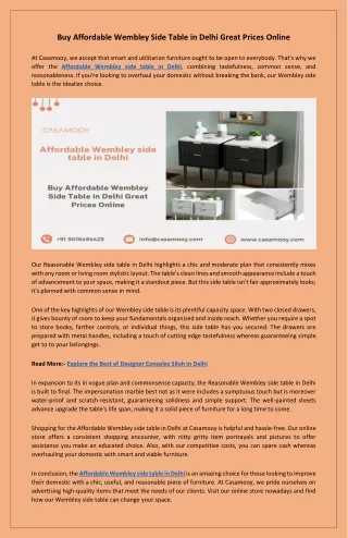 Get Your Affordable Wembley Side Table in Delhi Today