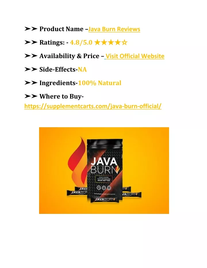 product name java burn reviews