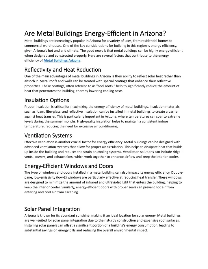 are metal buildings energy are metal buildings