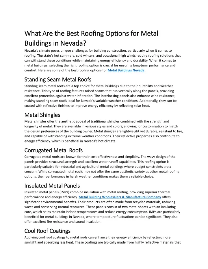 what are the best roofing options for metal what