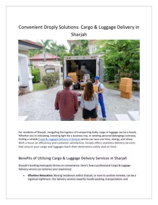 Discover Droply: Unmatched Cargo & Luggage Delivery in Sharjah