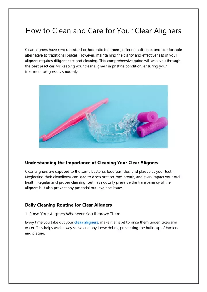 how to clean and care for your clear aligners