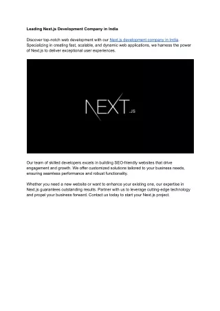 Leading Next.js Development Company in India