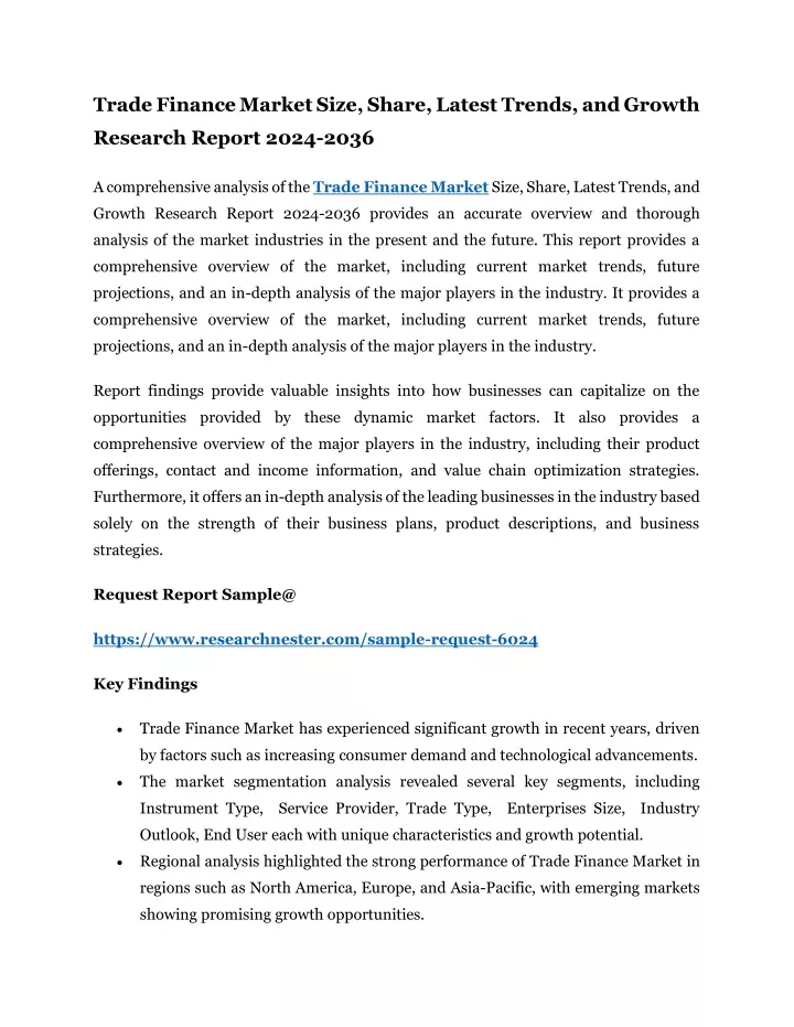 trade finance market size share latest trends