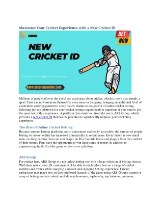 Maximize Your Cricket Experience with a New Cricket ID