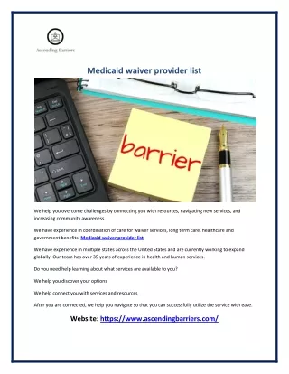 medicaid waiver provider list