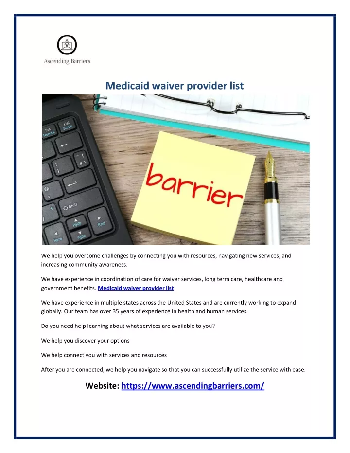 medicaid waiver provider list