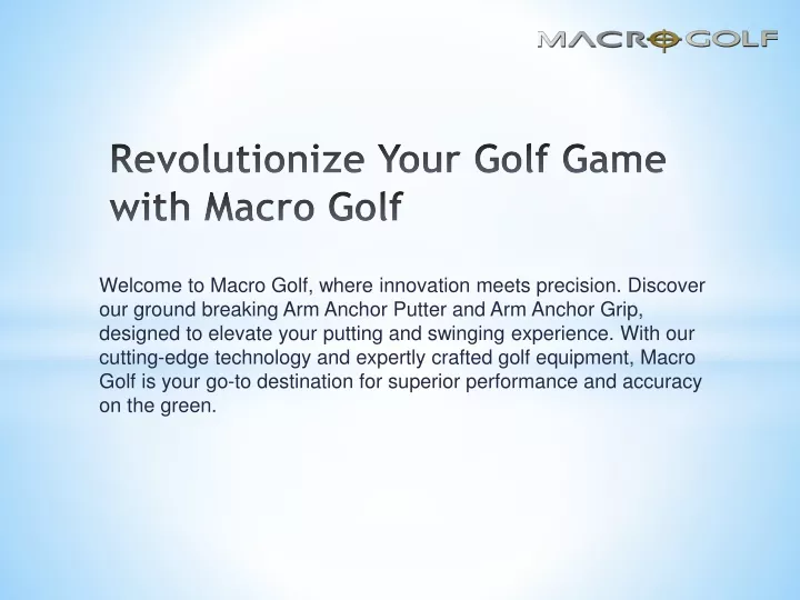 revolutionize your golf game with macro golf