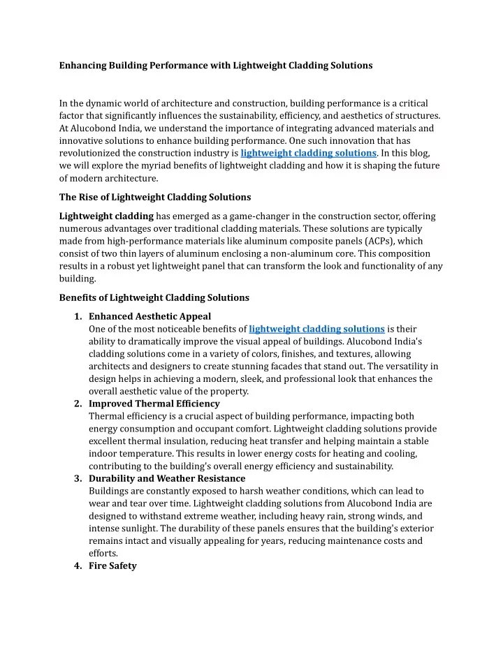 enhancing building performance with lightweight