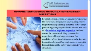 Comprehensive Foundation Engineer Inspection Services Ensuring Stability and Safety