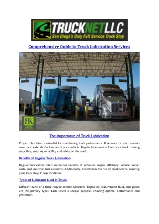 Trucket LLC provide Truck Lube in San Diego