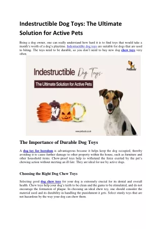 Indestructible Dog Toys The Ultimate Solution for Active Pets