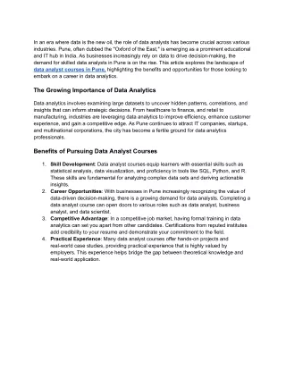 Boost Your Career with Data Analyst Courses in Pune