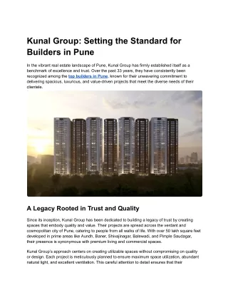 Kunal Group_ Setting the Standard for Builders in Pune