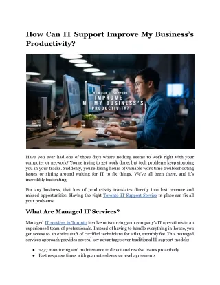 how can it support improve my business
