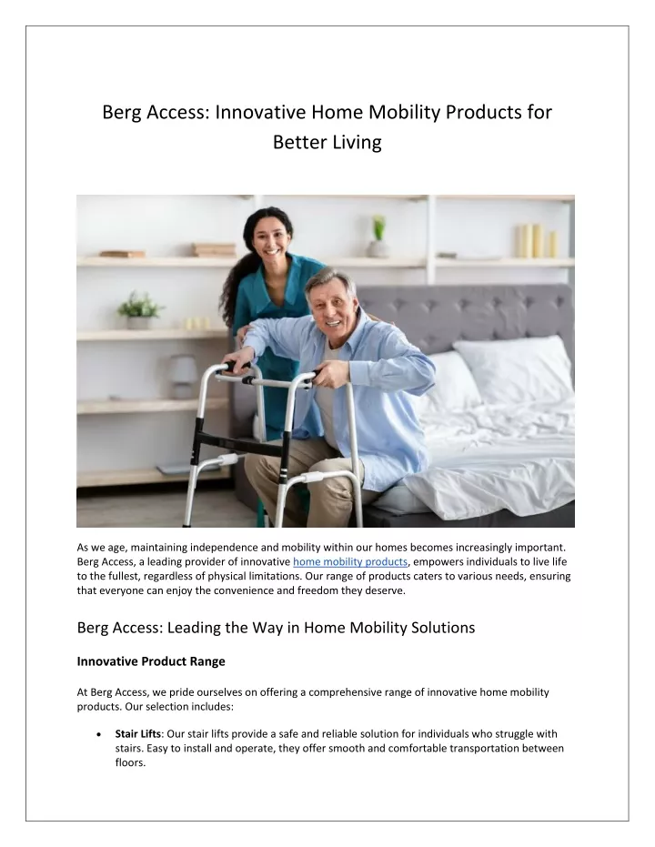 berg access innovative home mobility products