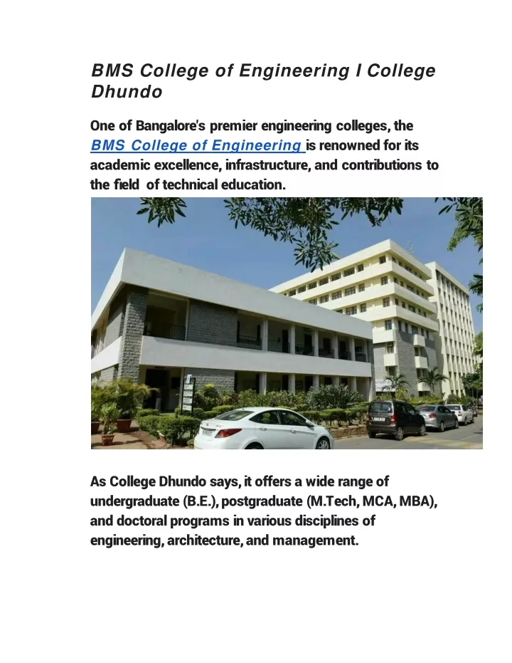 bms college of engineering i college dhundo