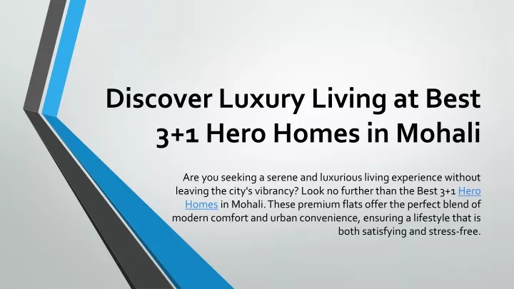 discover luxury living at best 3 1 hero homes in mohali