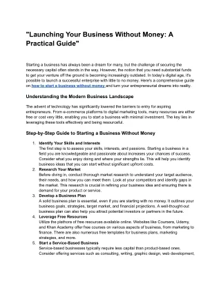 launching your business without money a practical