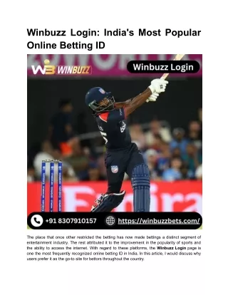 Winbuzz Login_ India's Most Popular Online Betting ID