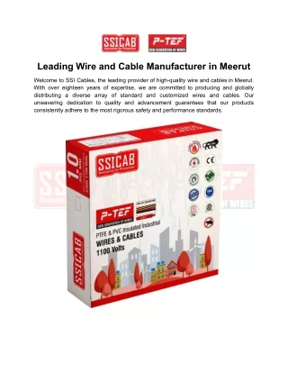 Leading Wire and Cable Manufacturer in Meerut