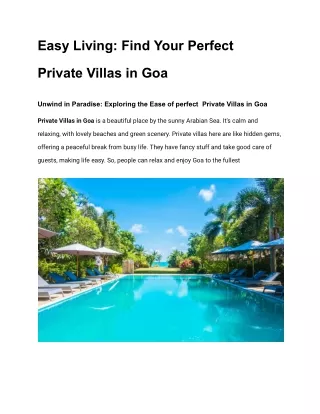 Your Guide to Private Villas in Goa: Unwind in Ultimate Luxury