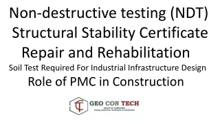 Non-destructive testing-Structural Stability Certificate-Repair & Rehabilitation