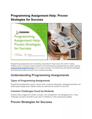 Programming Assignment Help Proven Strategies for Success