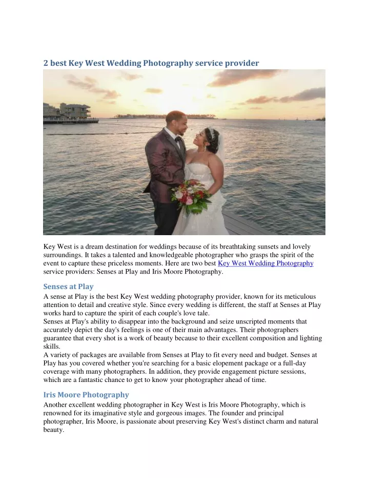 2 best key west wedding photography service