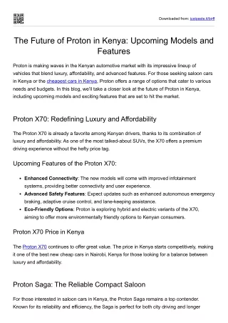 The Future of Proton in Kenya -Upcoming Models and Features