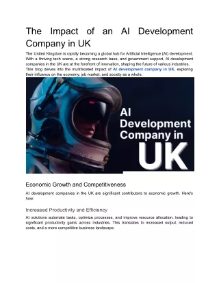 The Impact of an AI Development Company in UK