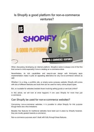 Is Shopify an Effective Option for Non-ECommerce Business