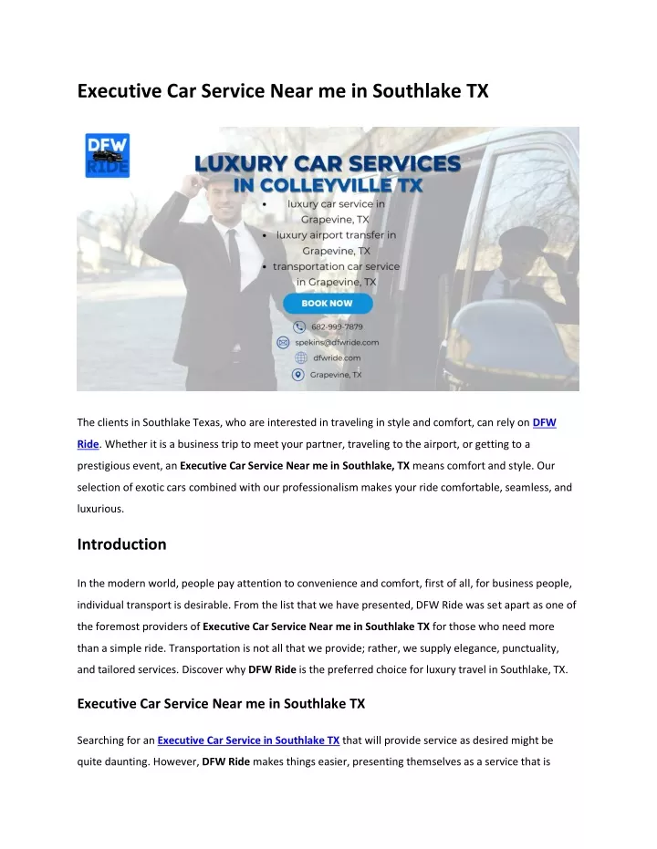 executive car service near me in southlake tx