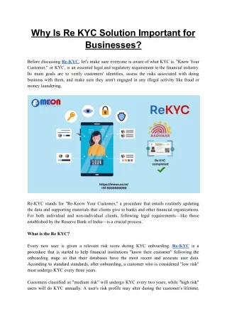 why is re kyc solution important for businesses