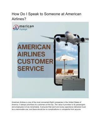 How Do I Speak to Someone at American Airlines