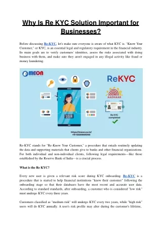Why Is Re KYC Solution Important for Businesses?