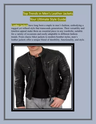 Top Trends in Men's Leather Jackets: Your Ultimate Style Guide