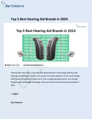 Top 5 Best Hearing Aid Brands in 2024