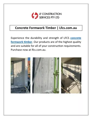 Concrete Formwork Timber | Lfcs.com.au