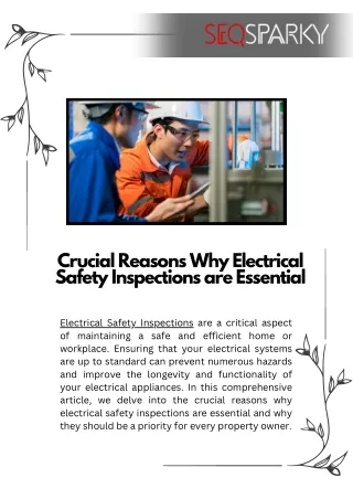 Crucial Reasons Why Electrical Safety Inspections are Essential