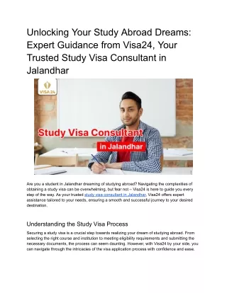 Study Visa Consultant in Jalandhar