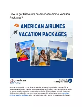 How to get Discounts on American Airline Vacation Packages