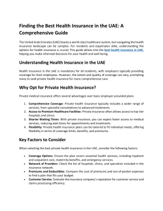 finding the best health insurance