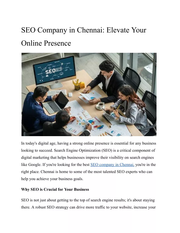 seo company in chennai elevate your