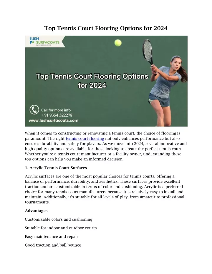 top tennis court flooring options for 2024