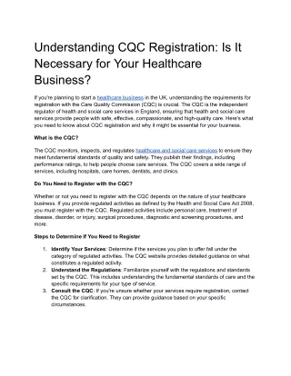 understanding cqc registration is it necessary