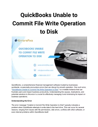 quickbooks unable to commit file write operation