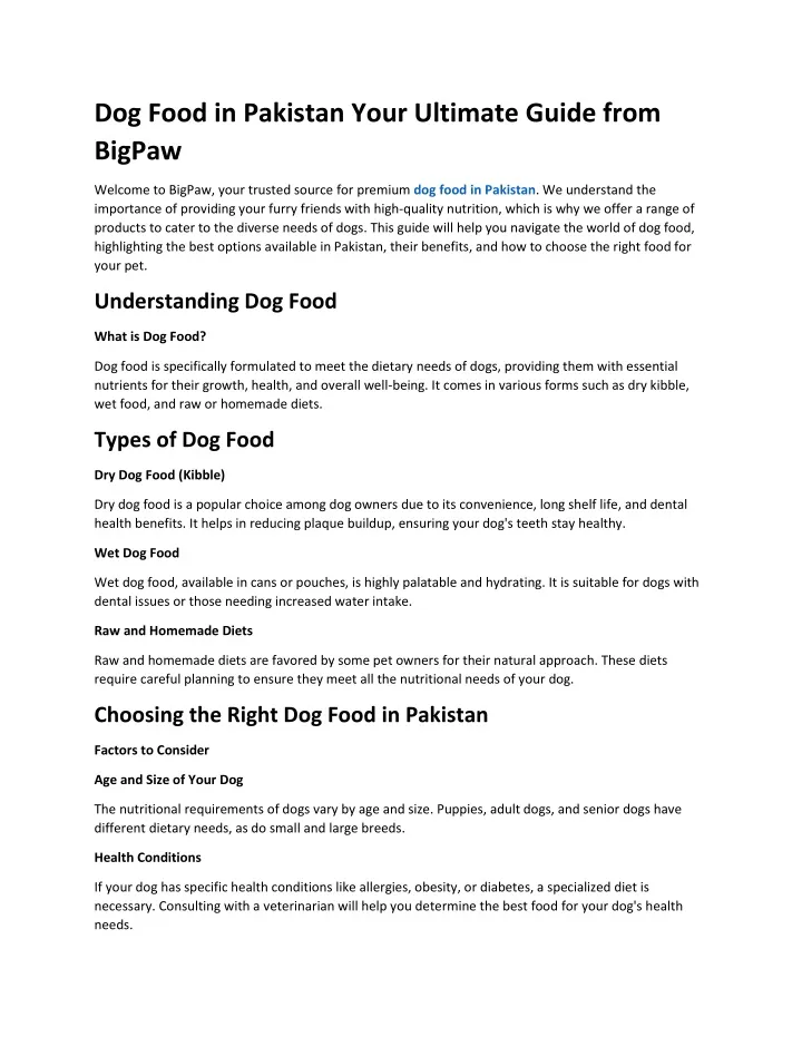 dog food in pakistan your ultimate guide from